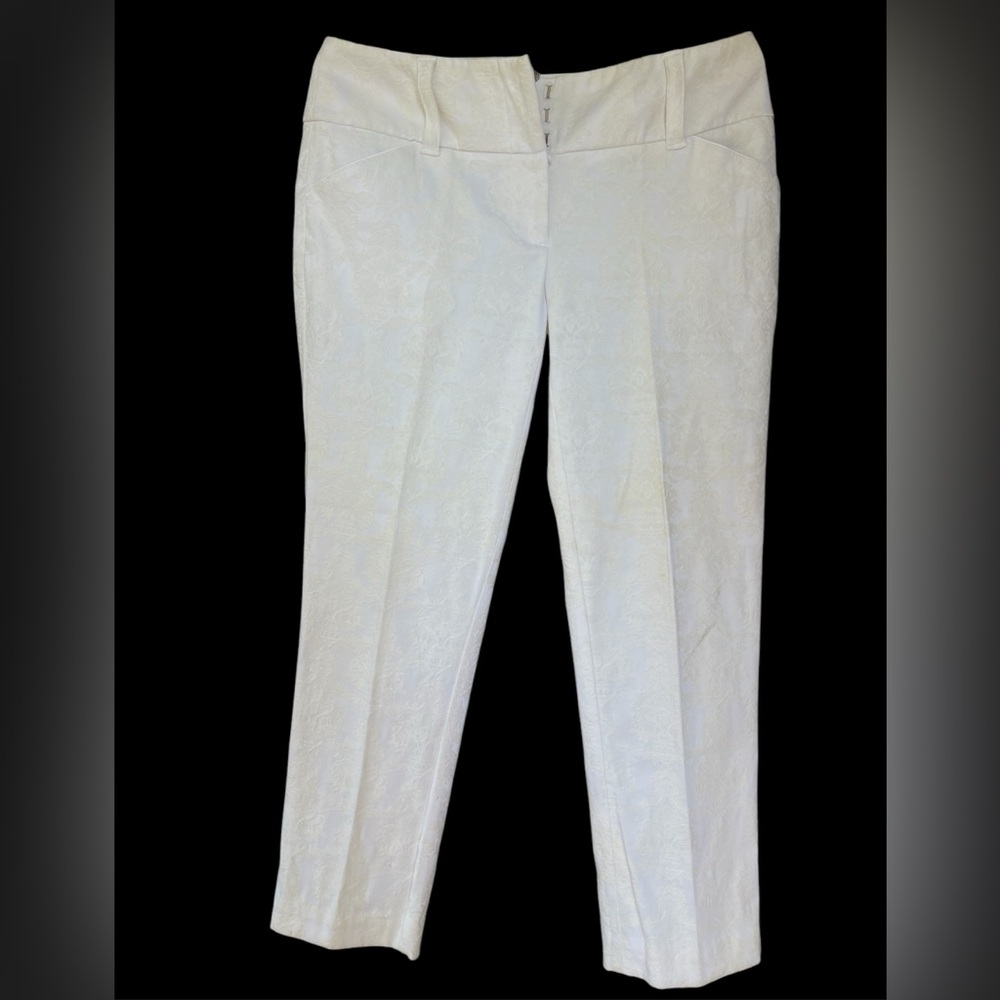 INC International Concepts Embroidered White/marfil Women Pants Size 8